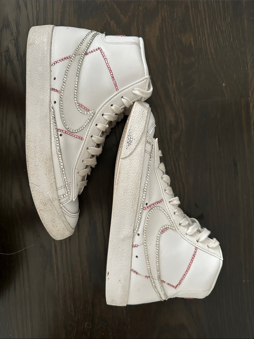 Nike Blazer High-Top Sneakers with custom Rhinestone Swoosh and Detailing